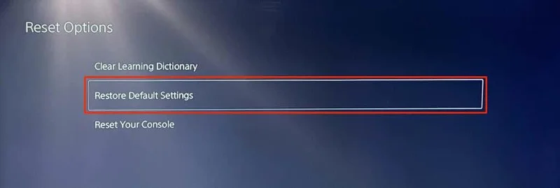 Réinitialisation PS5