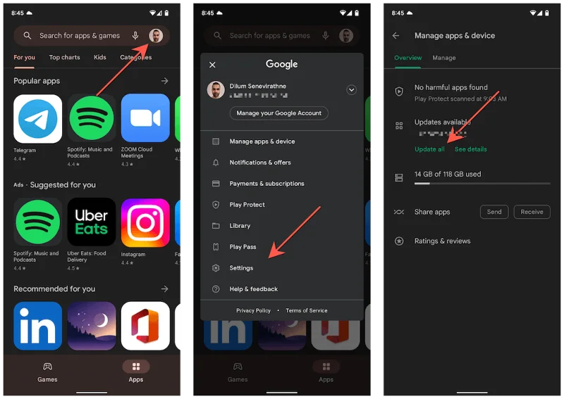 Actualizare aplicații Android