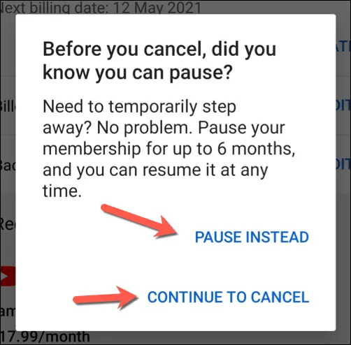 Cara Membatalkan atau Menjeda Langganan YouTube Premium