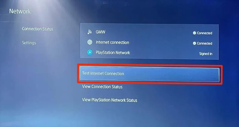 Tester la connexion Internet PS5
