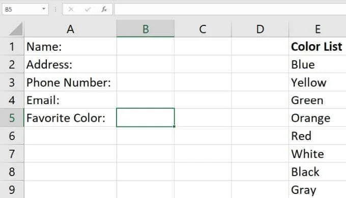 Cara Membuat Senarai Jatuh Bawah dalam Excel