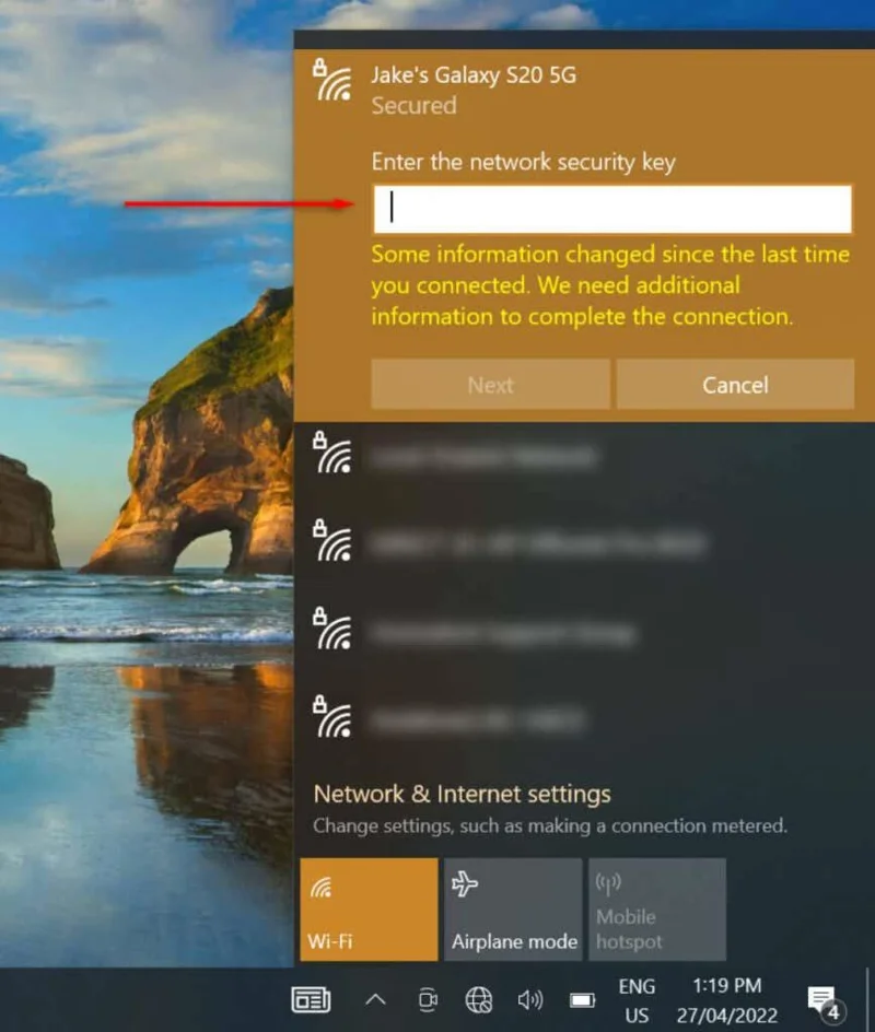 Windows 노트북을 모바일 핫스팟에 연결하는 방법