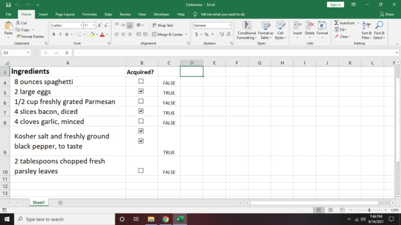 Cara Membuat Senarai Semak dalam Excel