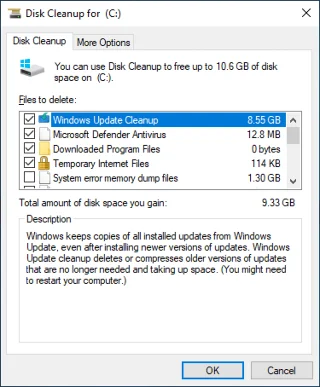 15 moduri de a elibera spațiu pe disc în Windows 10