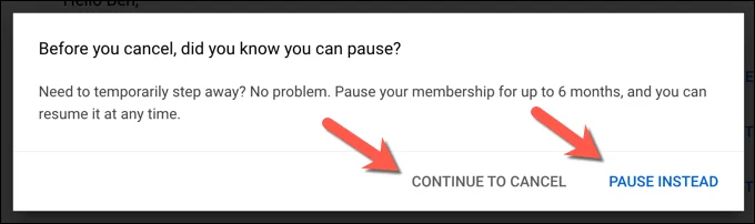 Cara Membatalkan atau Menjeda Langganan YouTube Premium