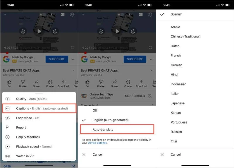 Cum să utilizați traducerea automată și subtitrările pentru videoclipurile YouTube