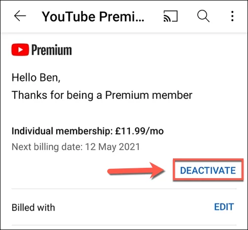 Cara Membatalkan atau Menjeda Langganan YouTube Premium