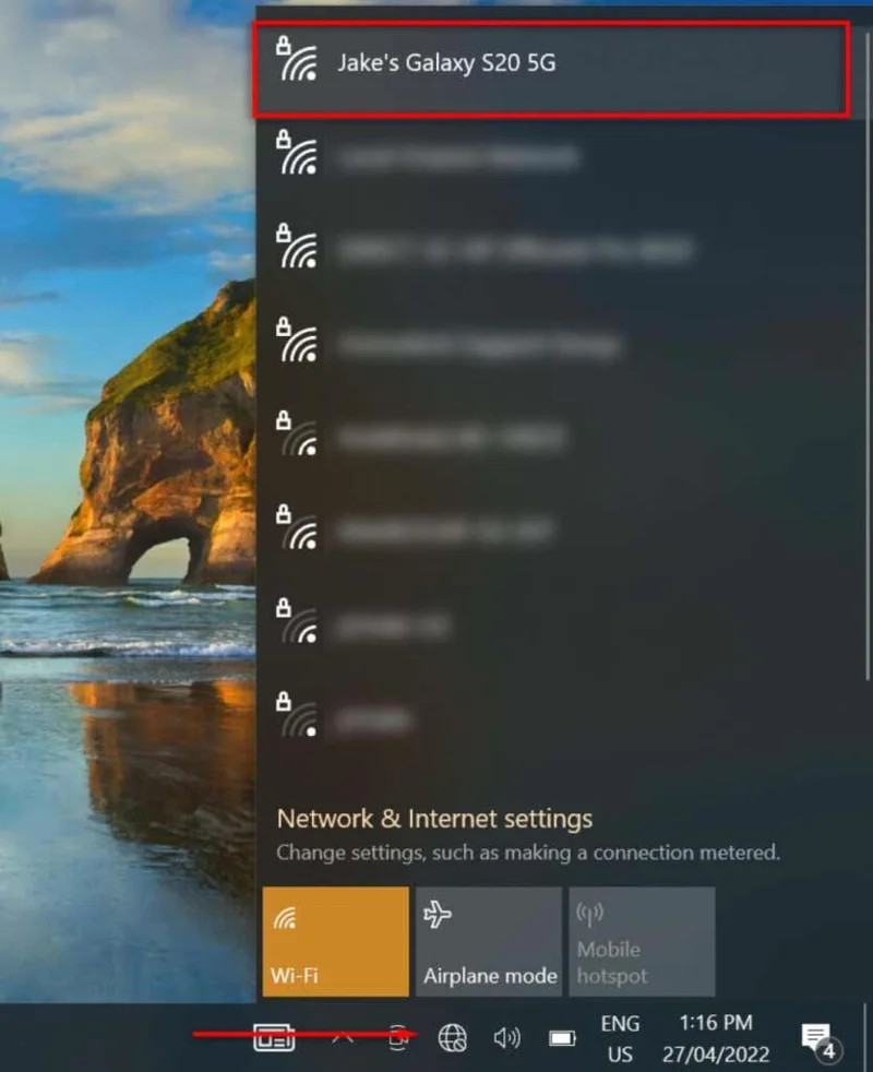 Windows 노트북을 모바일 핫스팟에 연결하는 방법