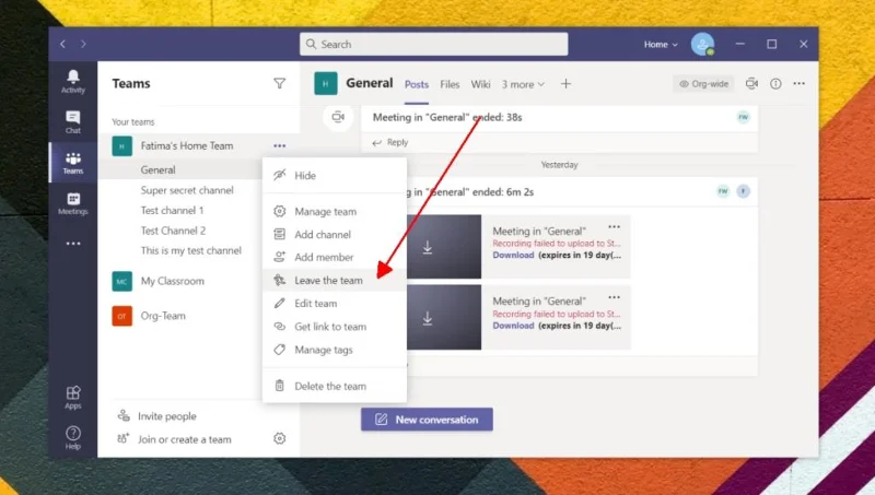 Cara keluar dari Tim Microsoft