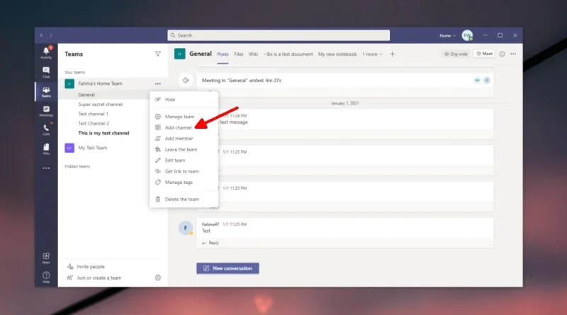 Cara membuat saluran Microsoft Teams