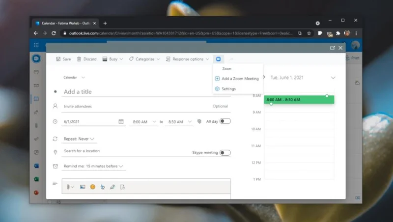 Cara mengatur rapat Zoom di Outlook