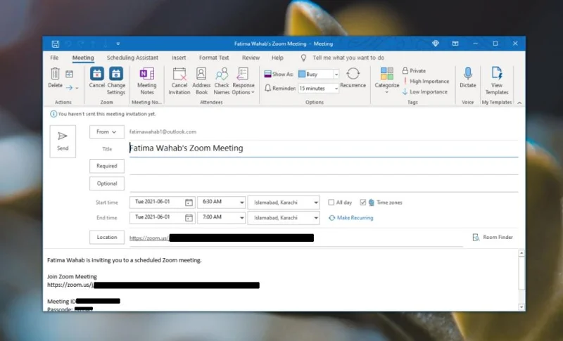 Cara mengatur rapat Zoom di Outlook