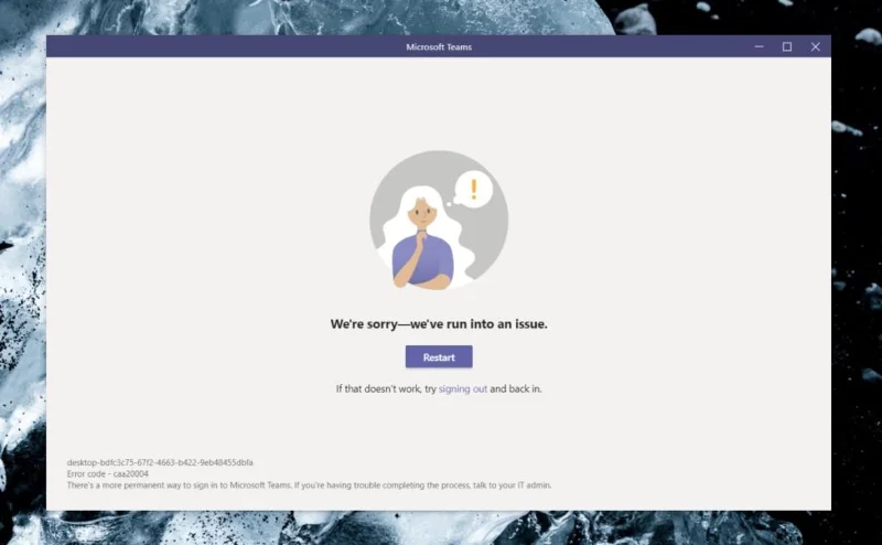 Cara Memperbaiki Kode Kesalahan Tim Microsoft CAA20004