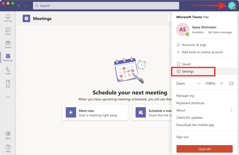 Aperçu de la caméra dans Microsoft Teams