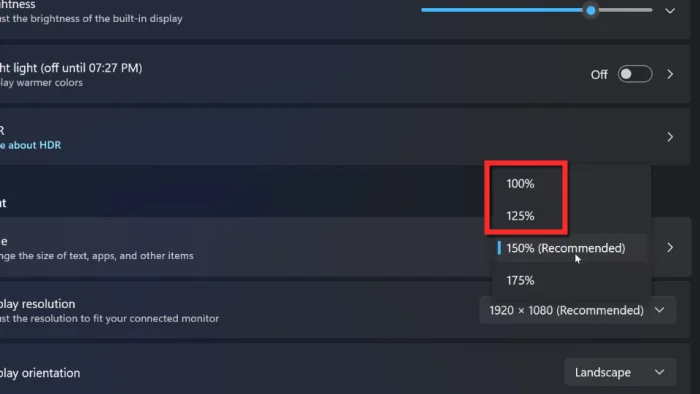 Windows 11에서 아이콘, 버튼 및 전체 UI의 크기를 줄이는 방법