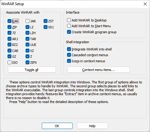 Windows 11 상황에 맞는 메뉴: 오른쪽 클릭 메뉴에서 WinRAR 또는 7-Zip을 추가하는 방법