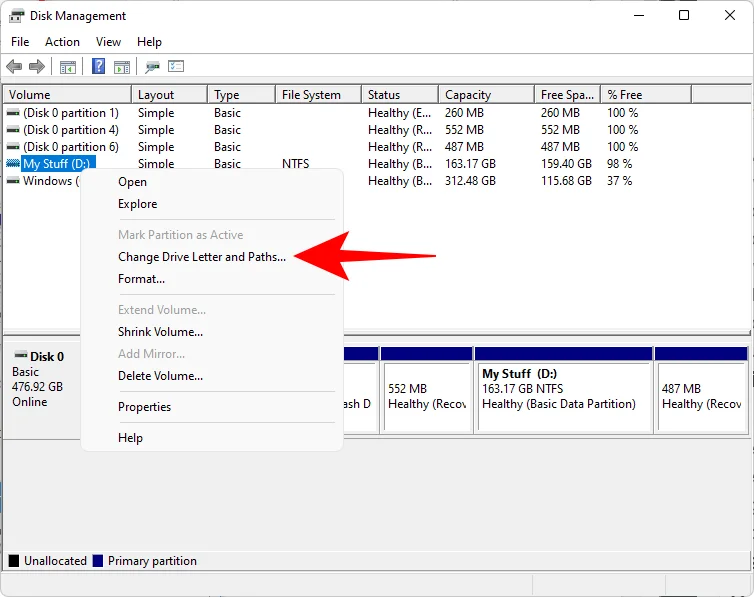 Windows 11에서 드라이브 문자를 변경하는 방법