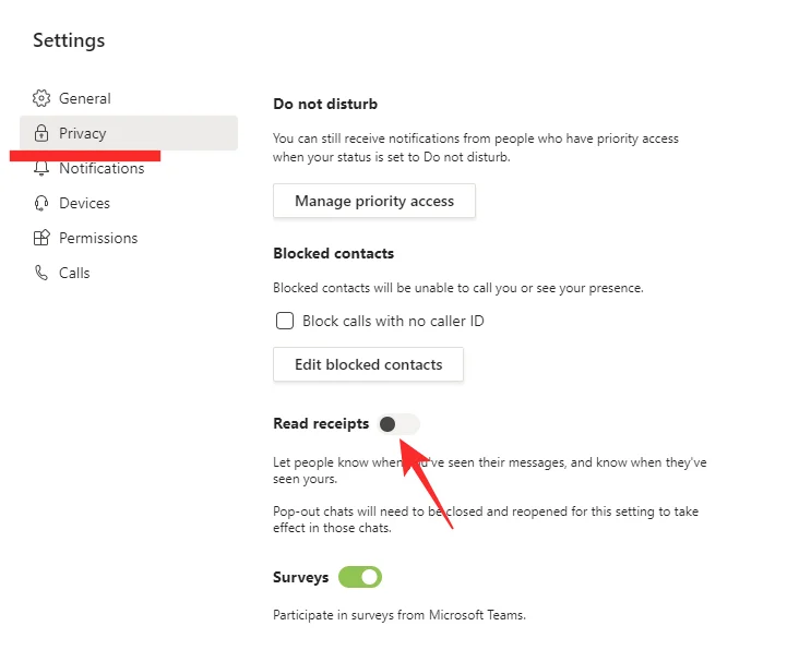 ปิดใบตอบรับการอ่านเพื่อความเป็นส่วนตัวใน Microsoft Teams