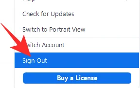 Logout and login on Zoom