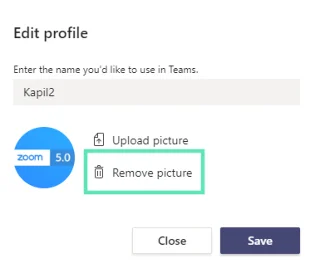Supprimer la photo de profil dans Microsoft Teams