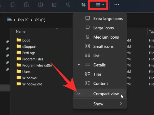 Windows 11 파일 탐색기에서 항목 사이의 공간을 늘리는 방법