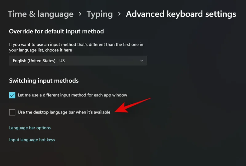 Windows 11의 작업 표시줄에서 언어 전환기를 제거하는 방법