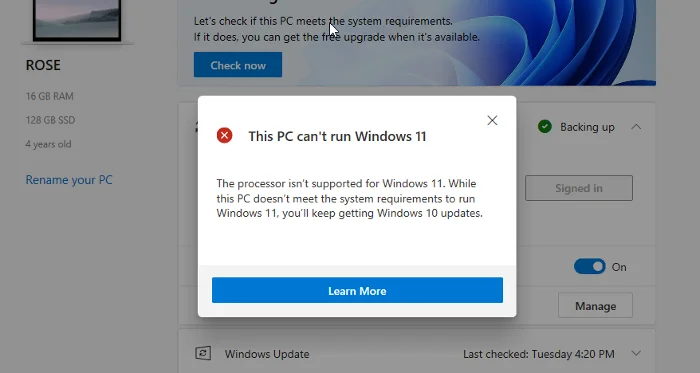 Windows 11 PC 상태 확인 오류를 우회하는 방법