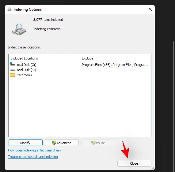 Windows 11에서 Windows 검색 높은 CPU 또는 디스크 사용량을 수정하는 방법
