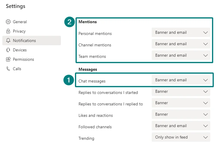 MicrosoftTeamsからの電子メールを停止する方法