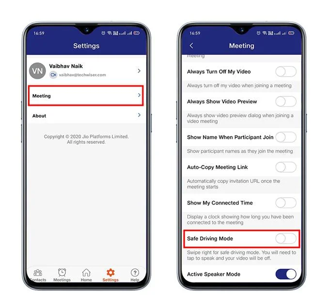 Cara Mengaktifkan Mode Mengemudi Aman di JioMeet