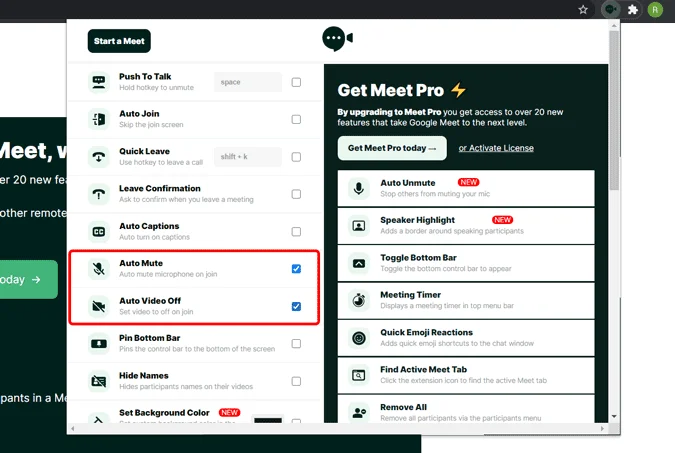 Comment mettre automatiquement en sourdine et désactiver la vidéo sur Google Meet